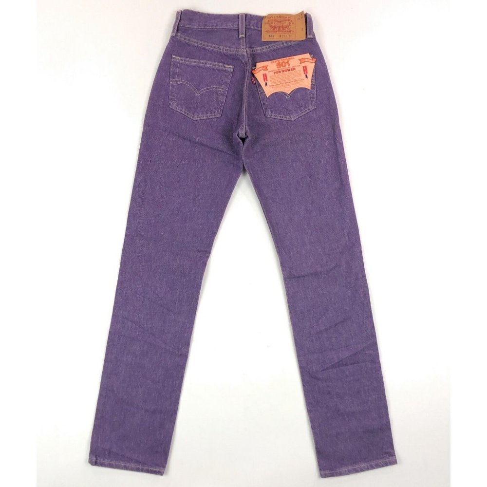Levis 501 For Women 25x32 Purple Jeans VTG Button Fly Straight Leg Made In USA - Picture 2 of 10